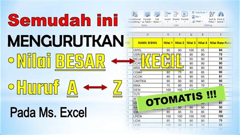 Cara Mengurutkan Nilai Terbesar ke Terkecil di Ms Excel - YouTube