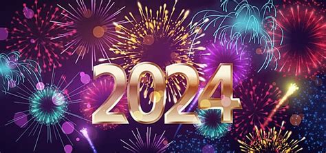 Colorful Fireworks Gradient 2024 New Year Advertising Background, 2024, Festival, New Year ...