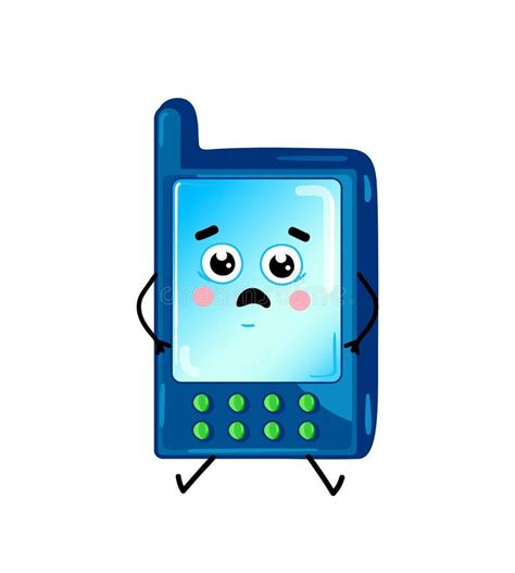 Cartoon Cell Phone With Cute And Funny Emotional F Stock Illustration ...