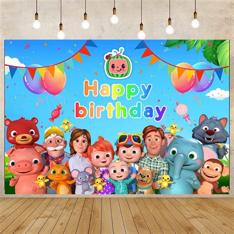 Buy Cocomelon Background for Birthday Family Party, Backdrops Kids Happy Birthday DIY Party for ...