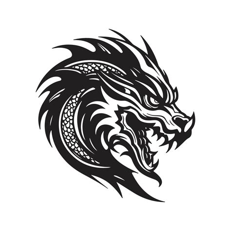 dragon, logo concept black and white color, hand drawn illustration 22208544 Vector Art at Vecteezy