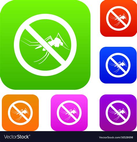 No mosquito sign set collection Royalty Free Vector Image