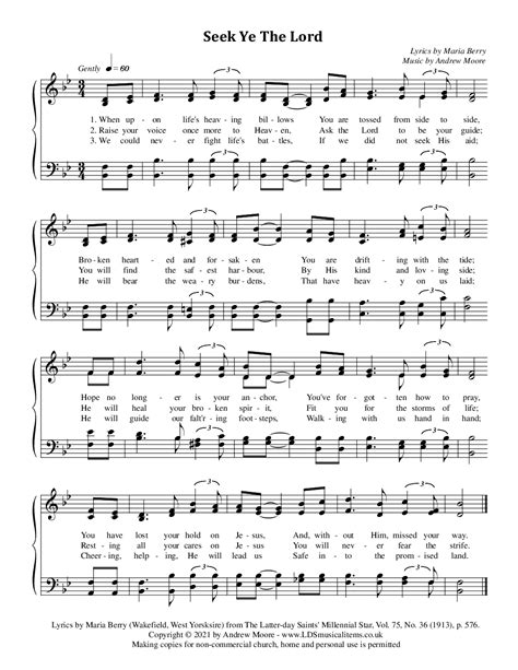 Seek Ye The Lord (by Andrew Moore -- Choir Unison, SATB)