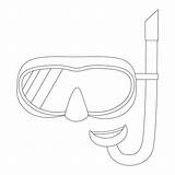 A Detailed coloring page Featuring diving Mask And snorkel Perfect  sketch template