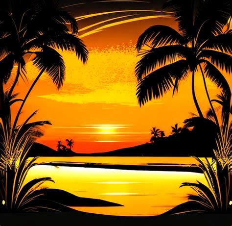 Premium AI Image | beach scenery golden sunset background