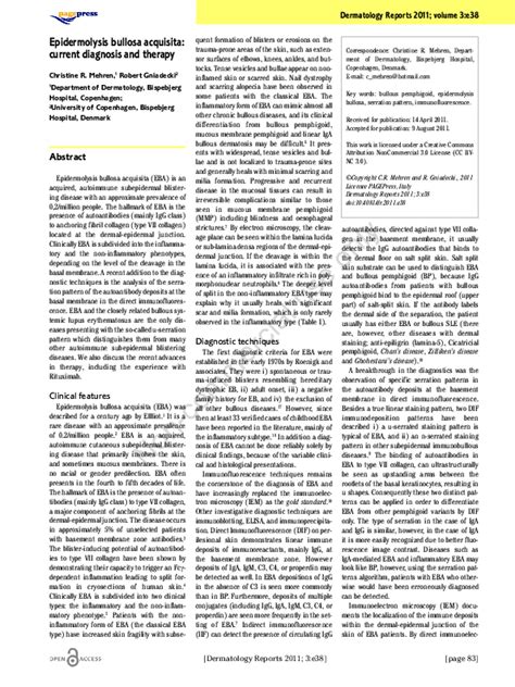 (PDF) Epidermolysis bullosa acquisita: current diagnosis and therapy ...