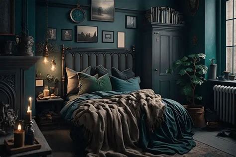 Dark Academia Bedroom | Dark academia interior, Dark green rooms ...