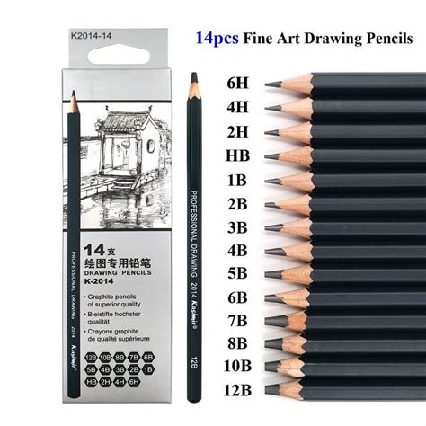 Graphite Drawing Pencils and Sketch Set (14-Piece Kit), 1B - 6H, Ideal for Drawing Art ...