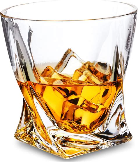 LANFULA Crystal Whiskey Glasses, Old Fashioned Cocktail Glass for Bourbon Scotch Whisky Vodka ...