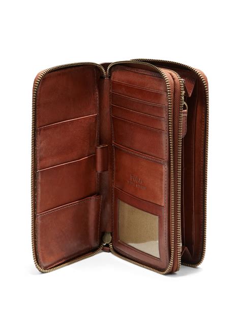 Polo Ralph Lauren Heritage Leather Travel Wallet in Brown for Men - Lyst