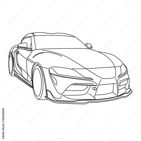 car outline illustration coloring template for kids Stock Vector ...