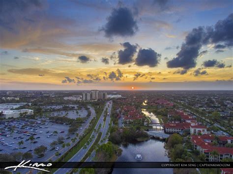 Palm Beach Gardens Sunset Aerial Over Gardens Parkway – HDR Photography by Captain Kimo