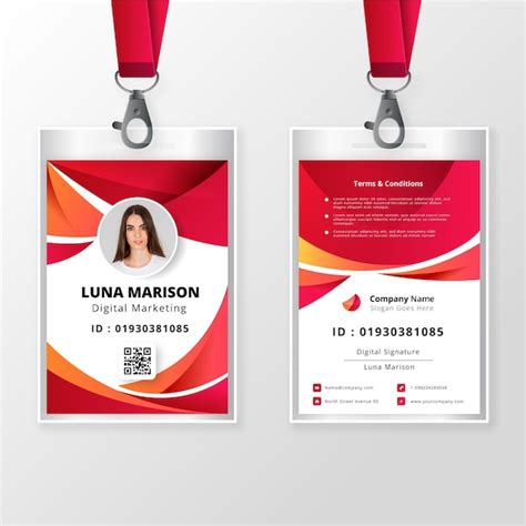 Free Vector | Front and back id card template with photo