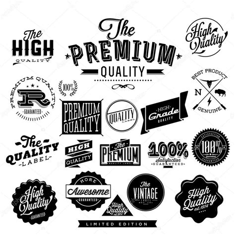 Premium Quality, High quality and Guarantee Labels retro vintage style design Stock Vector Image ...