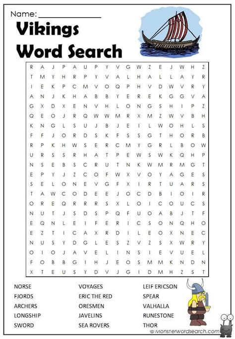 Vikings Word Search | Vikings for kids, Vikings, Kids worksheets printables