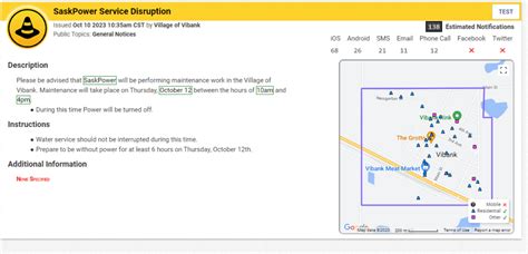 Power Outage Thursday, October 12, 2023 - Village of Vibank