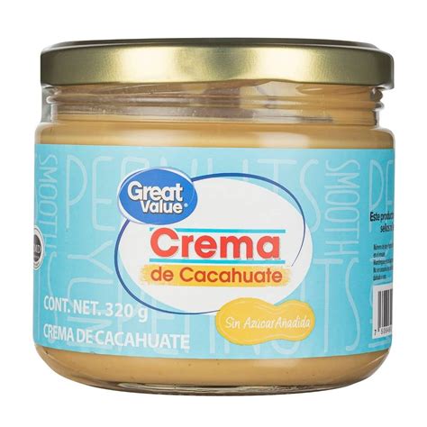 Crema de cacahuate Great Value sin azúcar 320 g | Walmart