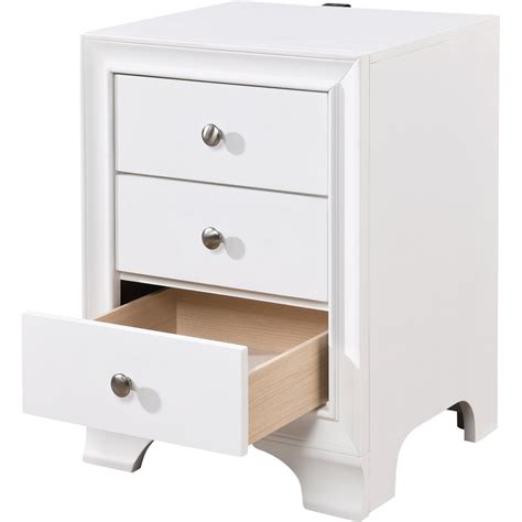 Click Decor Edmond Traditional Wood 3-Drawer Night Stand White ...