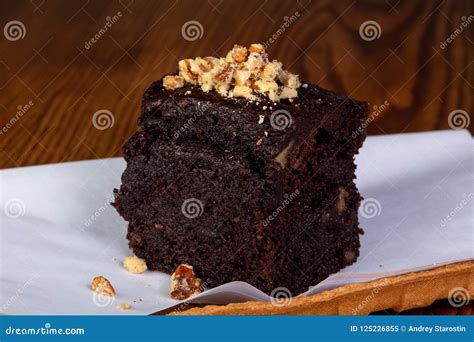 Brownie cake with nuts stock image. Image of coffee - 125226855