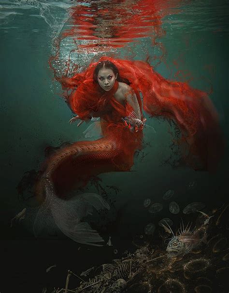 mermaid, Red, Fish, Sea, Water, Girl, Fantasy Wallpapers HD / Desktop and Mobile Backgrounds