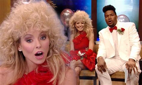 Kelly Ripa dons frizzy wig and a recreation of her own prom dress for ...