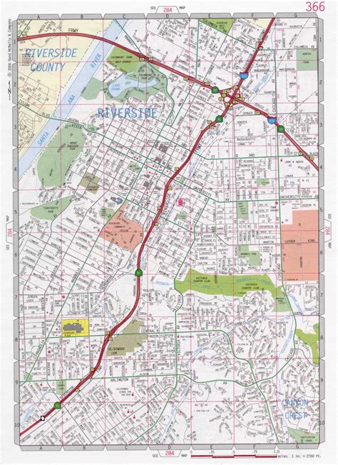 Map of Riverside city, California. Free large detailed road map ...