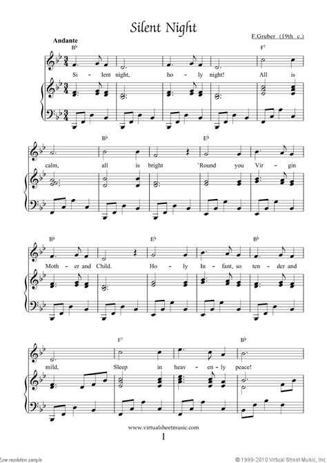 Silent Night Piano Sheet Music, Free with Lyrics, Easy [PDF]