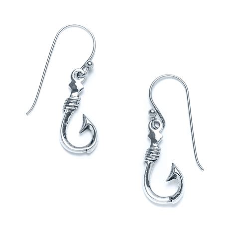 Island Fish Hook Earrings in Sterling Silver