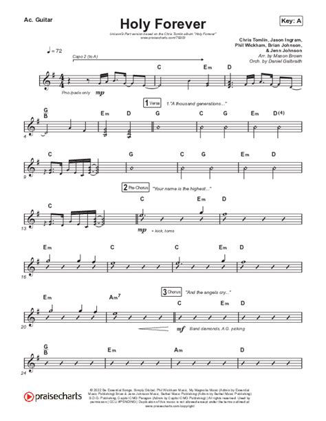 Holy Forever (Unison/2-Part Choir) Acoustic Guitar Sheet Music PDF ...