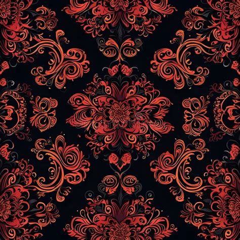 Elegant Floral Pattern, Dark Red Color, Decorative Vector Illustration ...