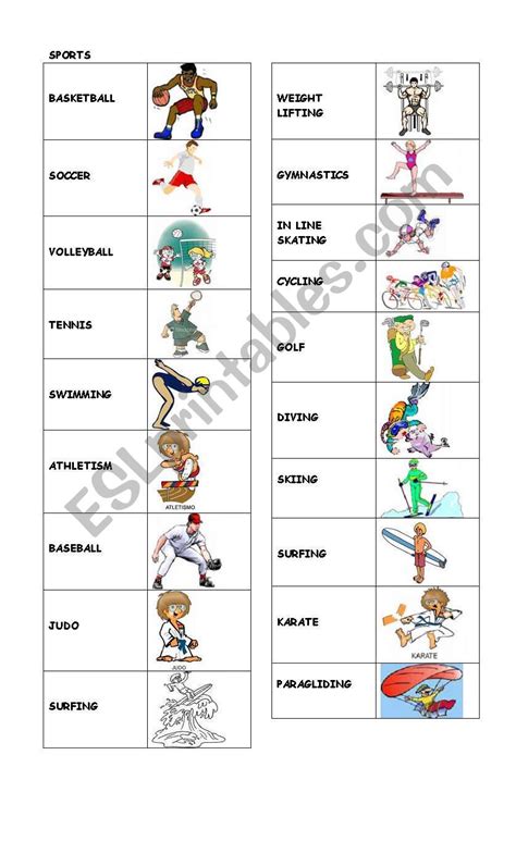 Sports Vocabulary for Kids - ESL worksheet by Franteacher