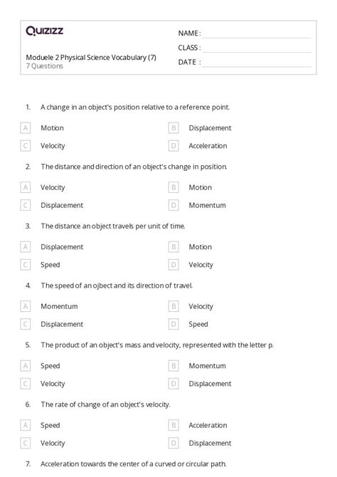 50+ Physical Science worksheets for Kindergarten on Quizizz | Free & Printable