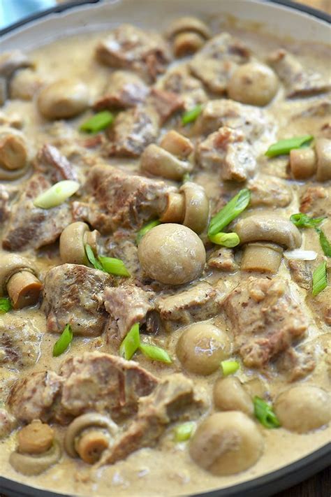 Beef in Creamy Mushroom Sauce | Recipe | Beef and mushroom recipe, Stew meat recipes, Beef and ...