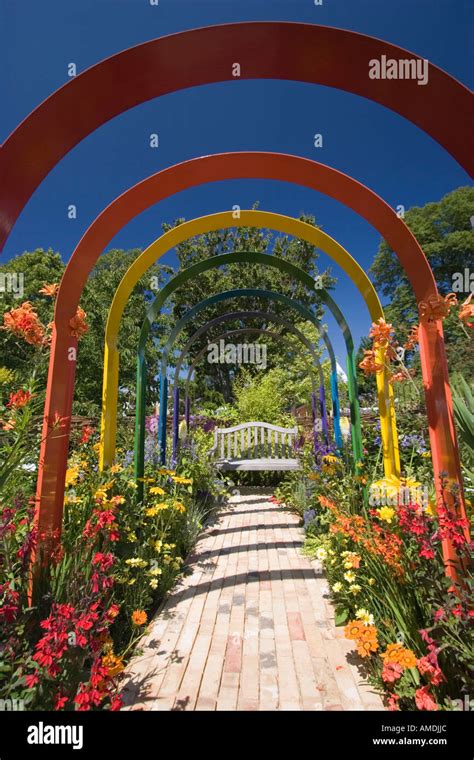 Prize winning rainbow garden at the Taunton flower show Stock Photo ...