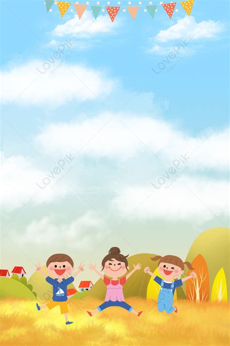 Cartoon Children Estate Blue Sky Education Background Download Free ...