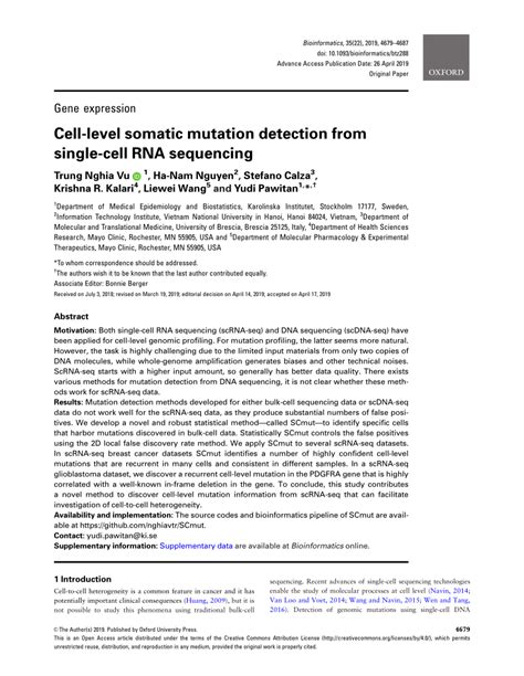 (PDF) Cell-level somatic mutation detection from single-cell RNA sequencing