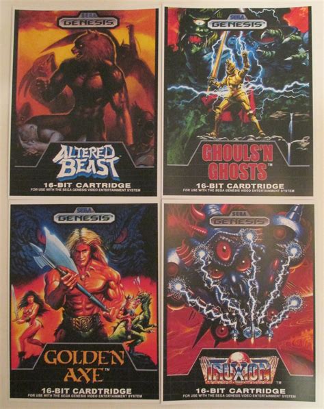 Sega Genesis Retro Video Game Box Art Reproduction Four 8.5x11 Poster ...