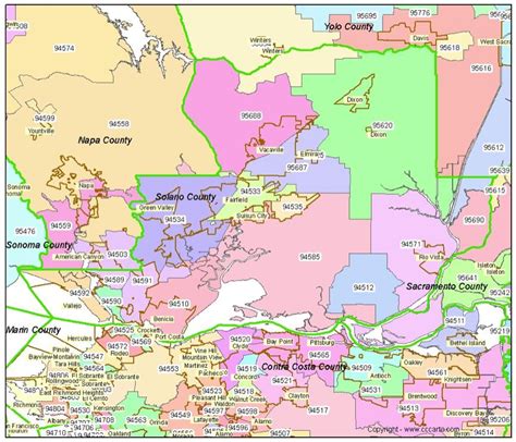 Solano County, CA Zip Code Map - Detailed CA Zip Code Maps