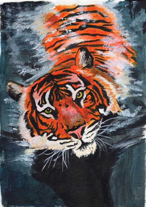 Tiger Acrylic Painting Original and Art Print A4 - Etsy