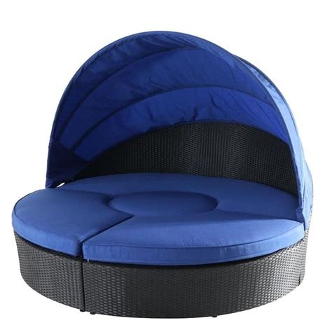 allen + roth Morisset Wicker Outdoor Daybed with Cushion and Blue Aluminum Frame Lowes.com ...