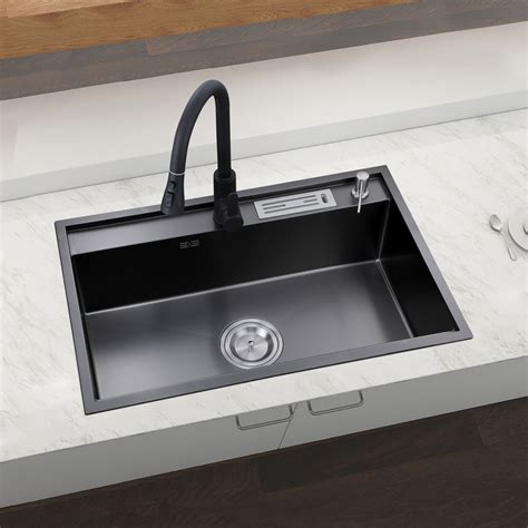 Single Bowl Kitchen Sink Stainless Steel Black Kitchen Sink Black ...