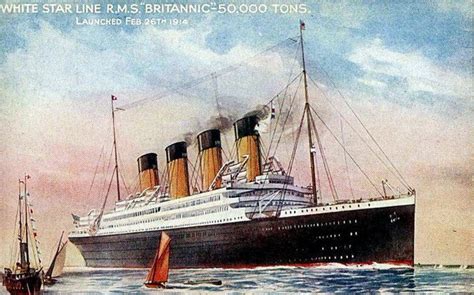 Ocean liner HMHS Britannic of the White Star Line, hit a mine and sank, 30 people died