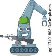 1 Army Mechatronic Robotic Arm Isolated On Character Clip Art | Royalty Free - GoGraph