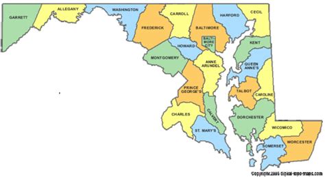 Maryland Counties Map - Maryland • mappery