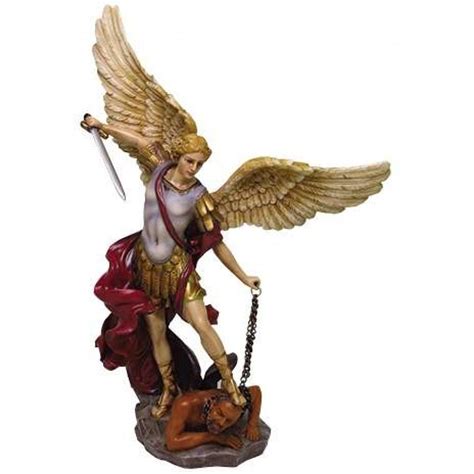 Archangel St Michael Hand Painted Color Christian Statue