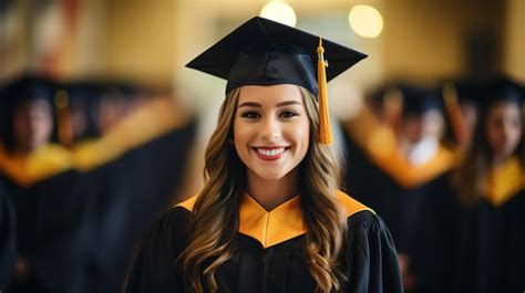 Premium Photo | Happy Graduates in Cap and Gown at Graduation Ceremony