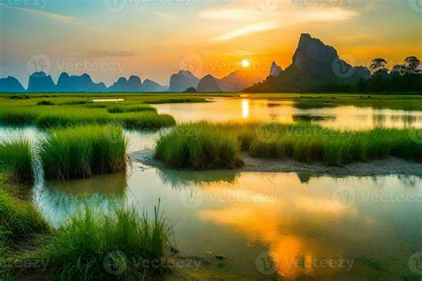 the sunrise over the li river, li river, china, nature, landscape, hd ...