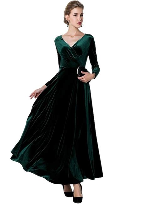 Women's Emerald Green Christmas Long Velvet Maxi Dress - Emerald Green - C711OW8PTIB | Vestito a ...