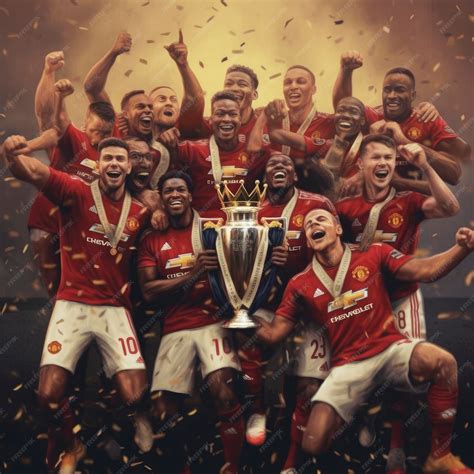 Premium AI Image | Manchester united team celebrating with the trophy