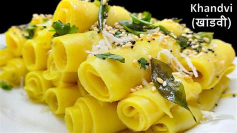 Khandvi Recipe in Hindi | Gujarati Dish Khandvi Recipe Step by Step Easy Recipe - YouTube